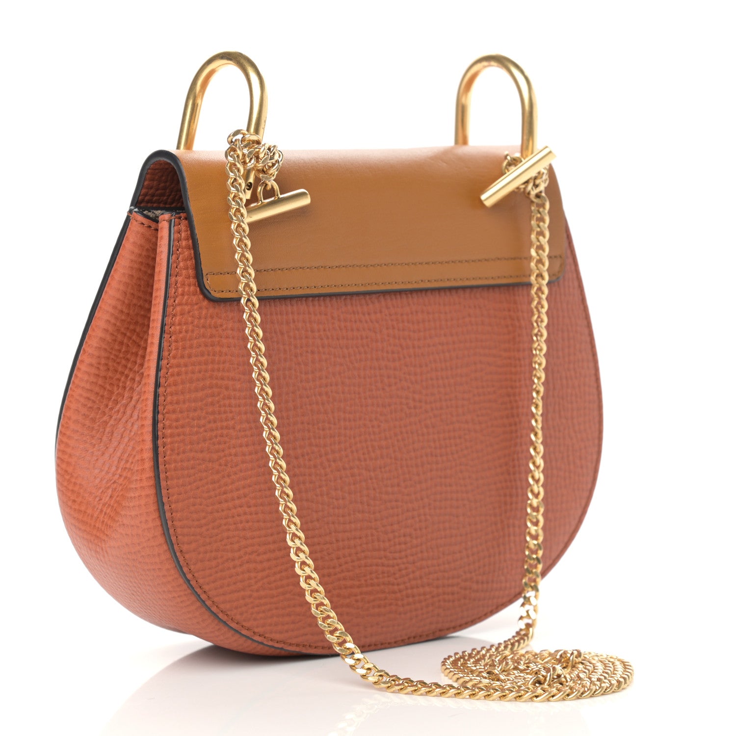 Chloe Grained Calfskin Lambskin Bi-Color Drew Shoulder Bag Orange Mustard 3 of 13
