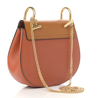 Chloe Grained Calfskin Lambskin Bi-Color Drew Shoulder Bag Orange Mustard 3 of 13
