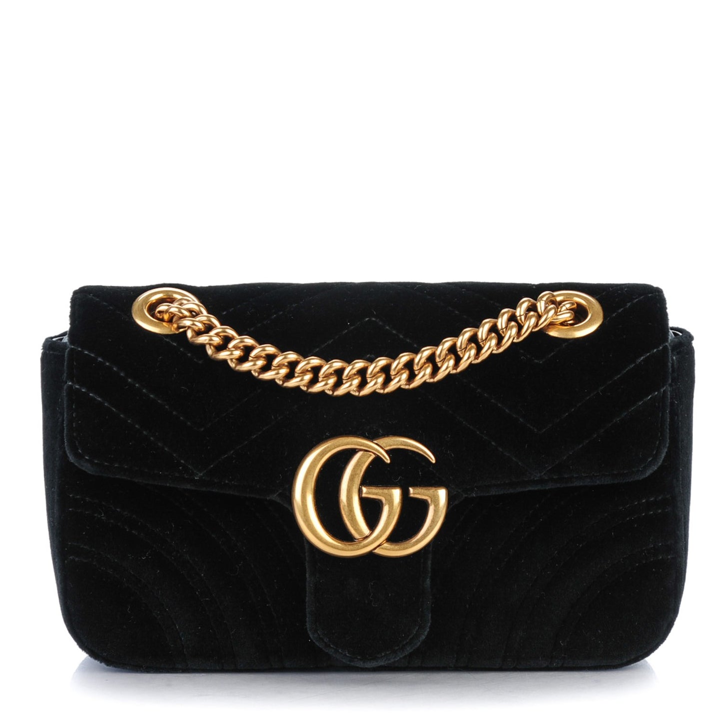 Velvet Matelasse Mini GG Marmont Shoulder Bag Black