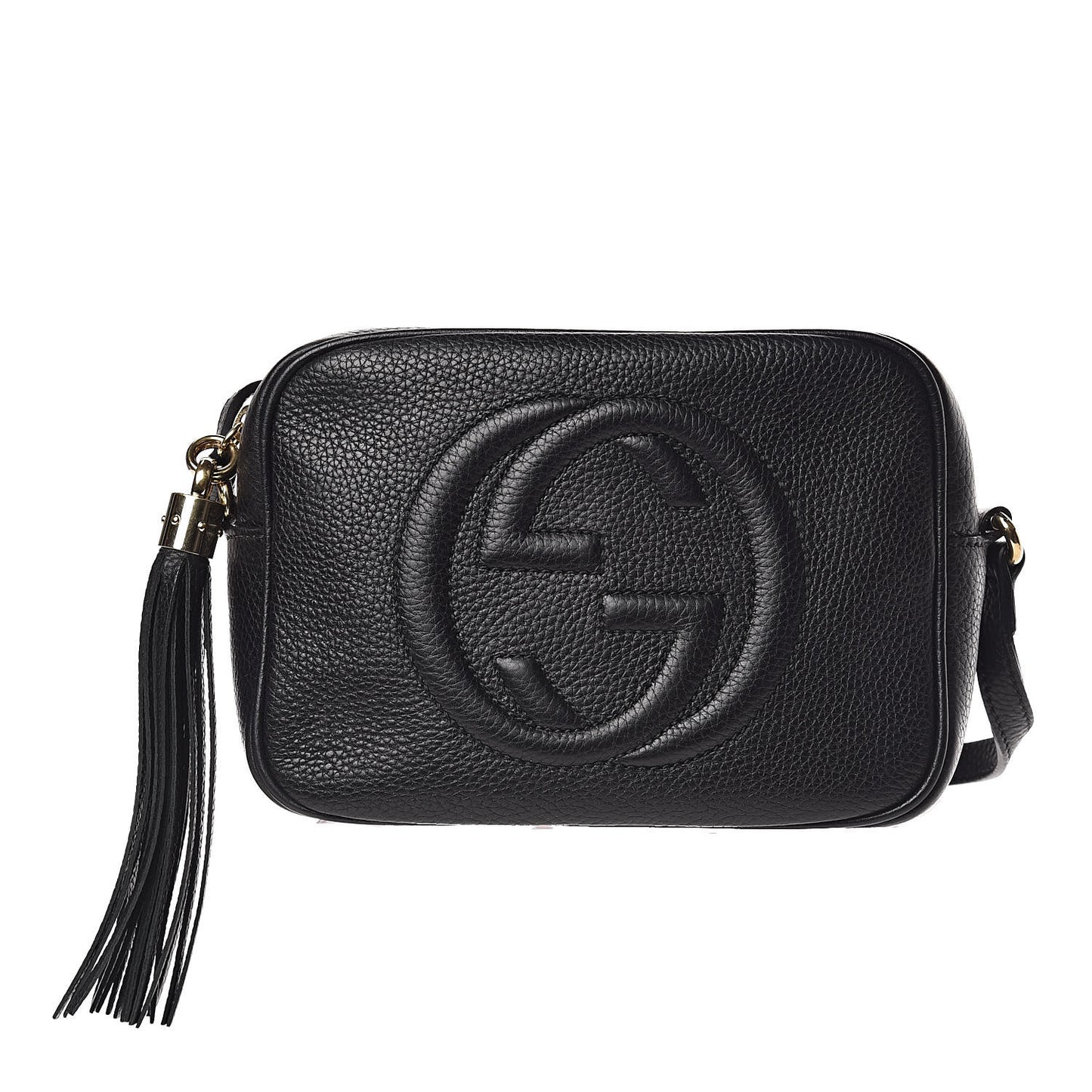Pebbled Calfskin Small Soho Disco Bag Black