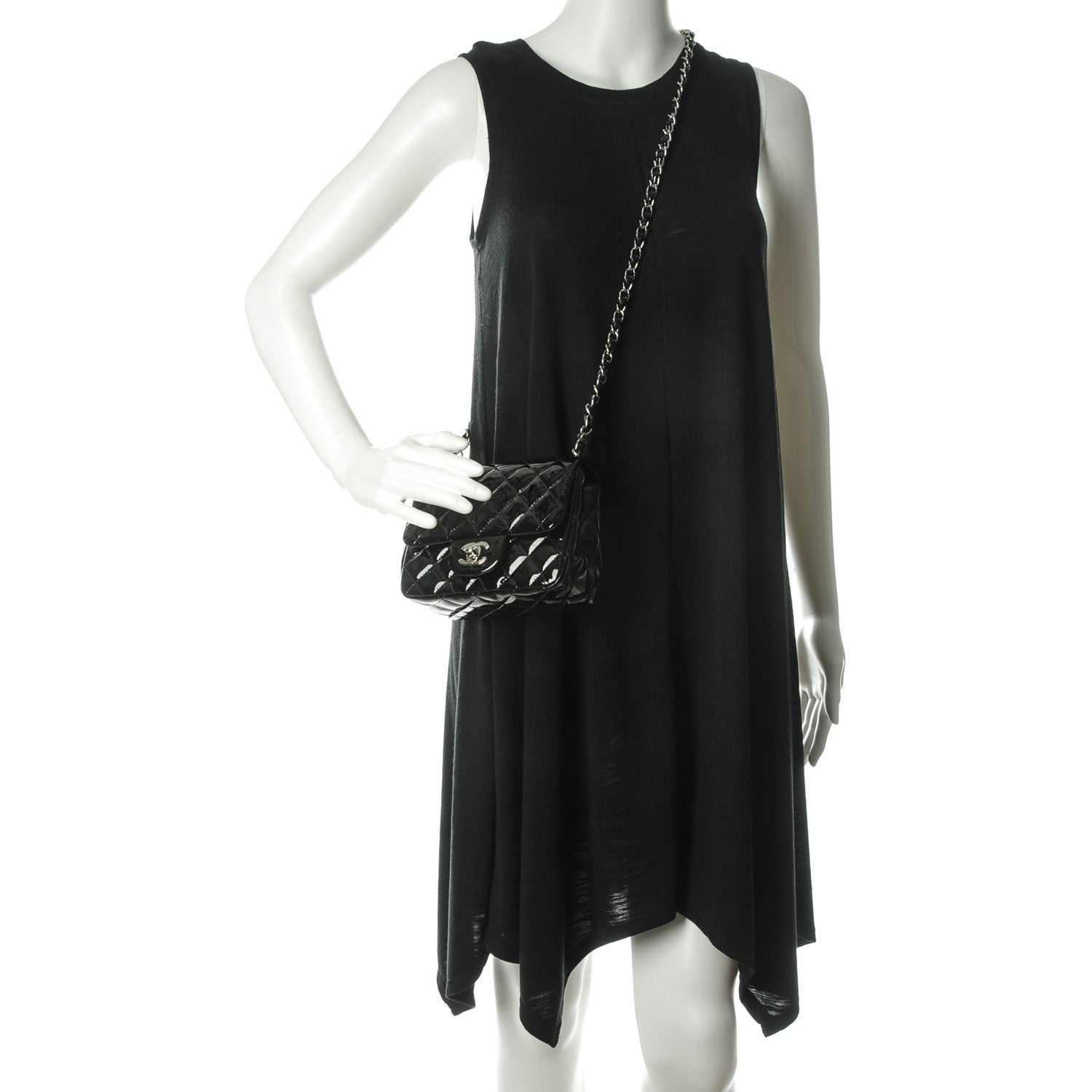 Chanel Patent Calfskin Quilted Mini Square Flap Black 2 of 8