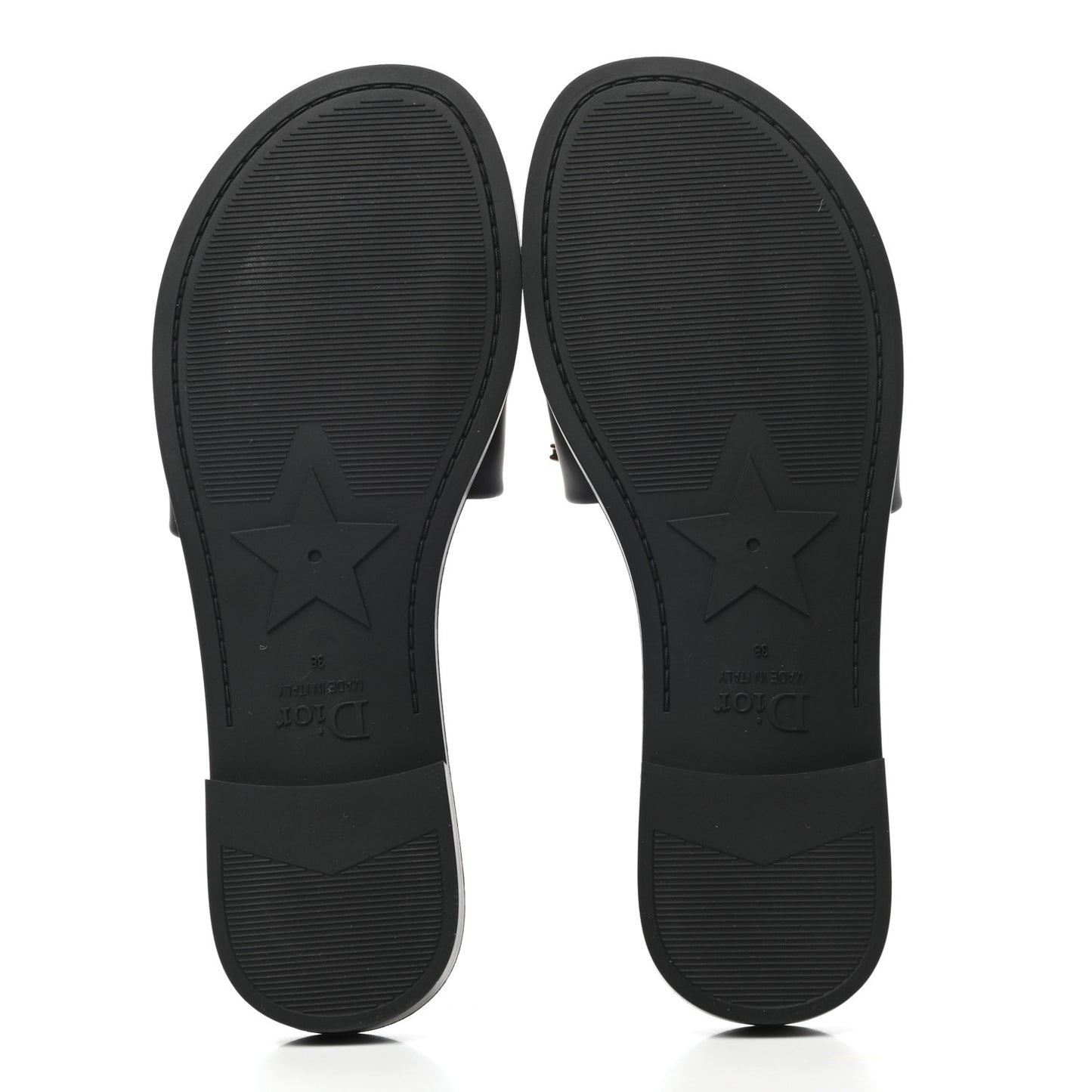Matte Calfskin Pearl Dio(r)evolution Slide Sandals 38 Black