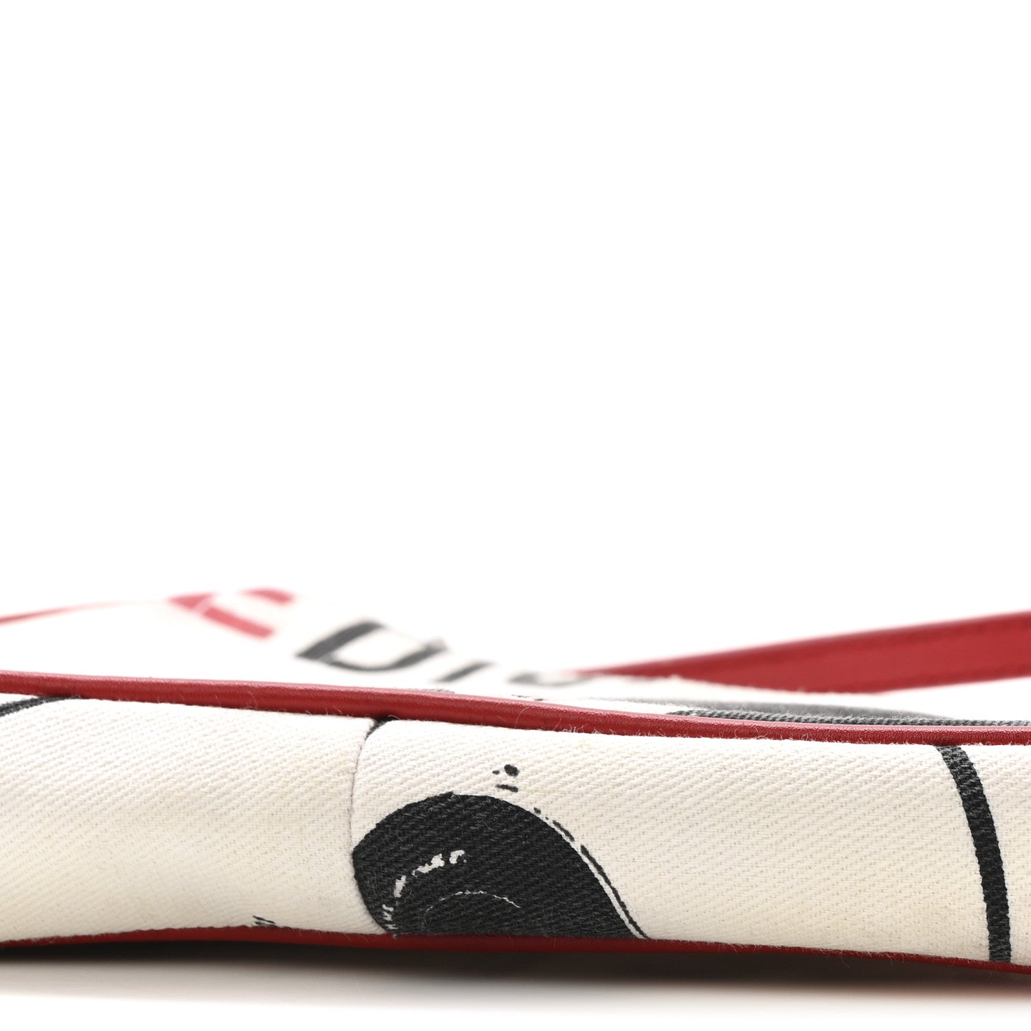 Christian Dior Canvas Hardcore Mini Saddle Pochette White Red 10 of 14