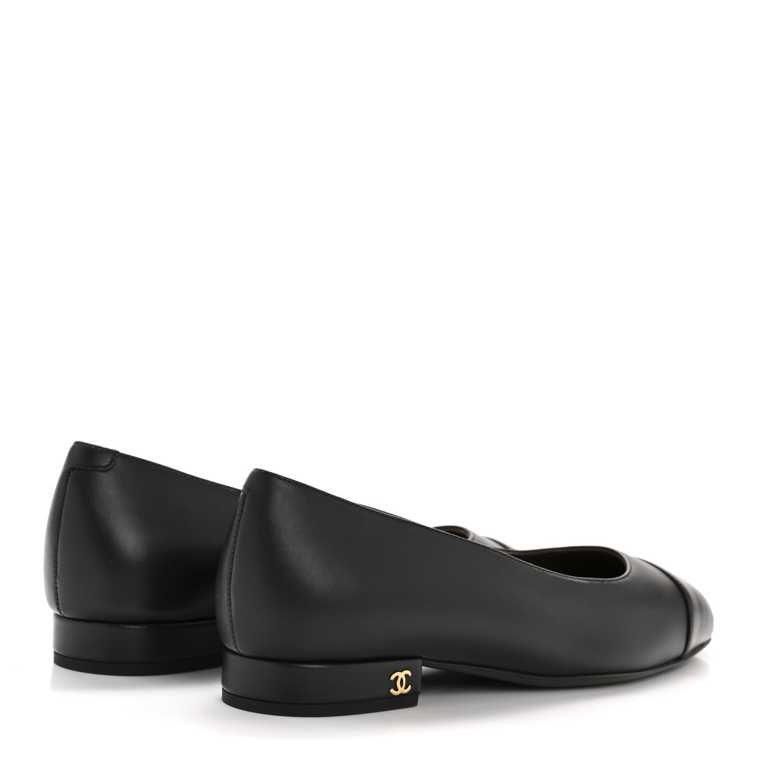Chanel Lambskin Cap Toe CC Uniform Ballerina Flats 37 Black 5 of 10