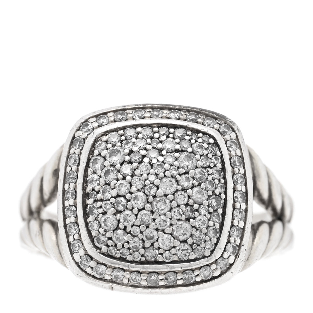 Sterling Silver Diamond 11mm Albion Pave Ring 52 6