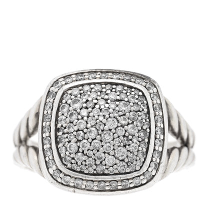 David Yurman Sterling Silver Diamond 11mm Albion Pave Ring 52 6 1 of 5