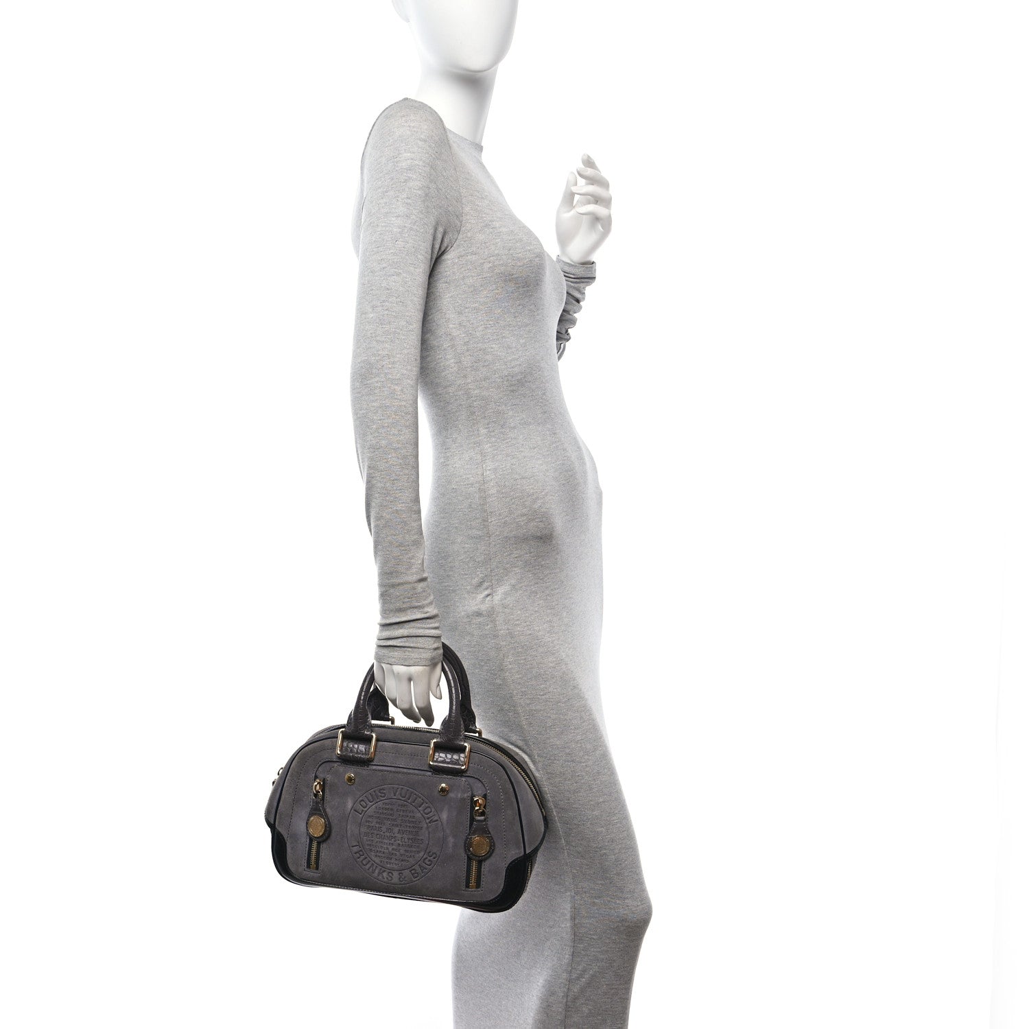 Louis Vuitton Havane Stamped Trunk Bowler PM Gray 2 of 9