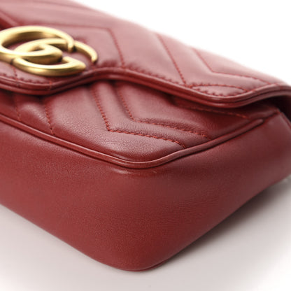 Gucci Calfskin Matelasse Super Mini GG Marmont Shoulder Bag Hibiscus Red 6 of 11