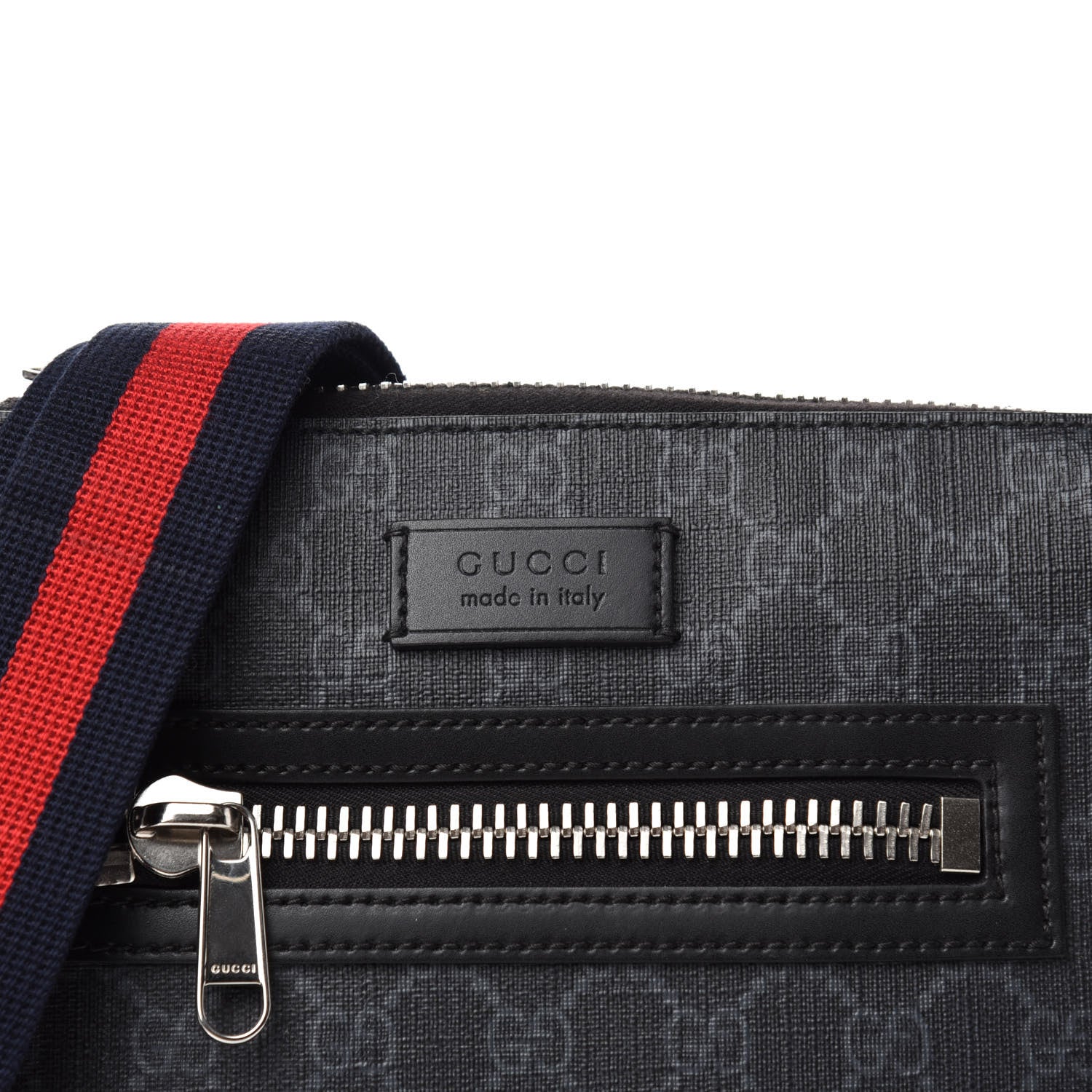 Gucci GG Supreme Monogram Web Small Flat Messenger Bag Black Grey 11 of 11