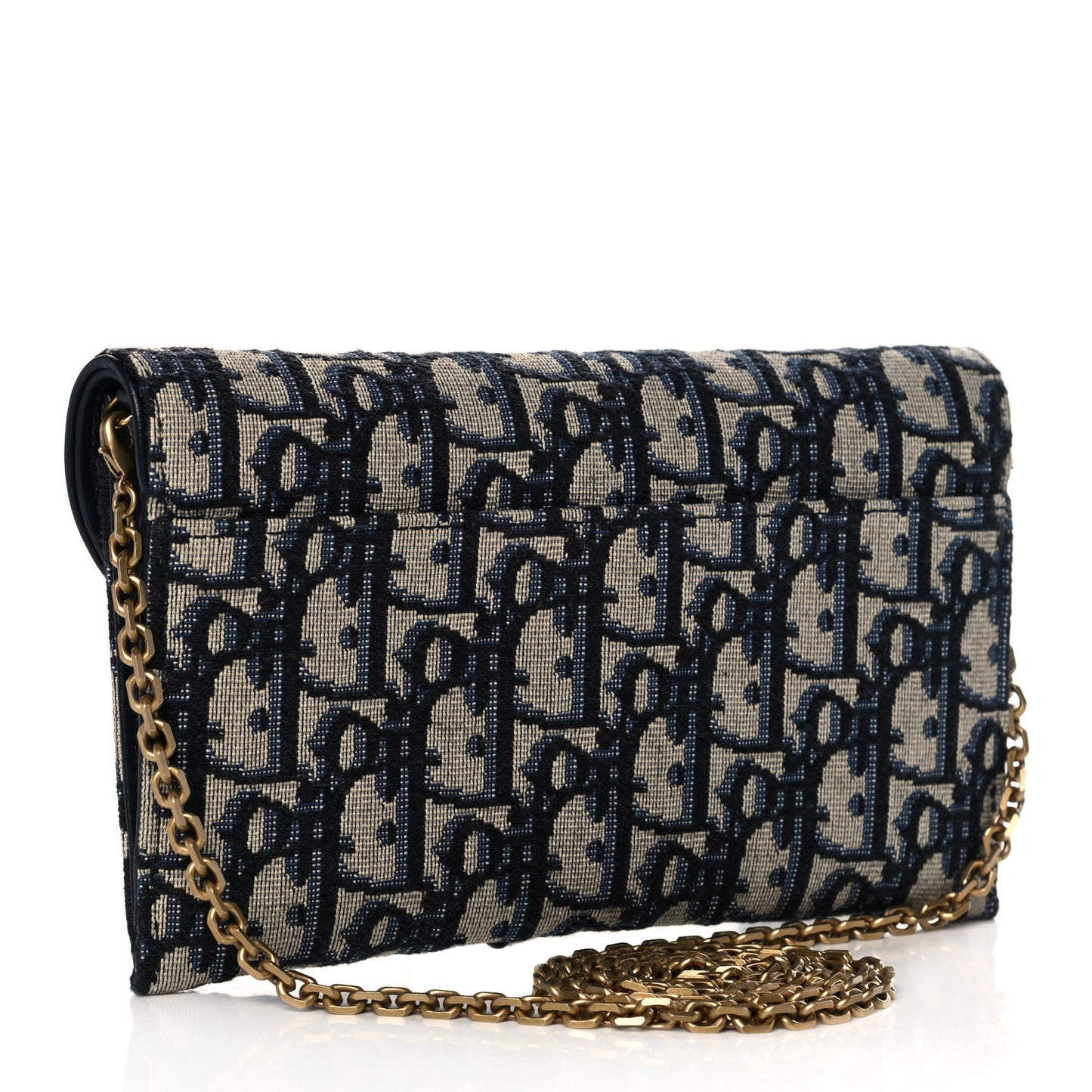 Oblique Saddle Chain Long Wallet Blue