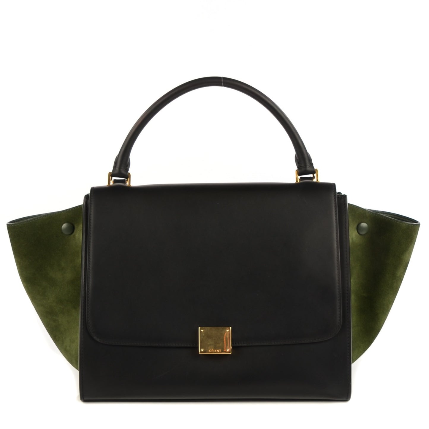 Natural Calfskin Suede Medium Bi-Color Trapeze Black