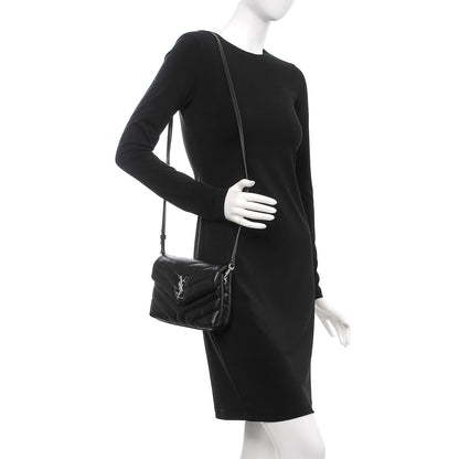 Saint Laurent Calfskin Y Quilted Monogram Toy Loulou Crossbody Bag Black 2 of 8