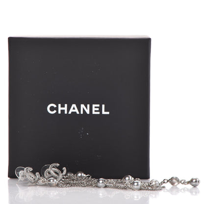 Chanel Ruthenium Pearl CC Drop Earrings Pearly Grey 3 of 5