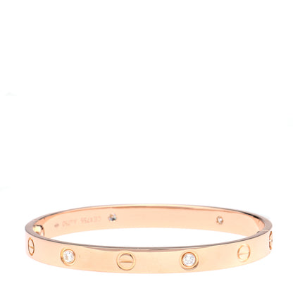 Cartier 18K Pink Gold 4 Diamond LOVE Bracelet 17 1 of 6