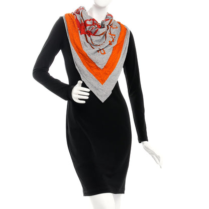 Hermes Cotton Monsieur Et Madame Shawl 140 Grey 2 of 7