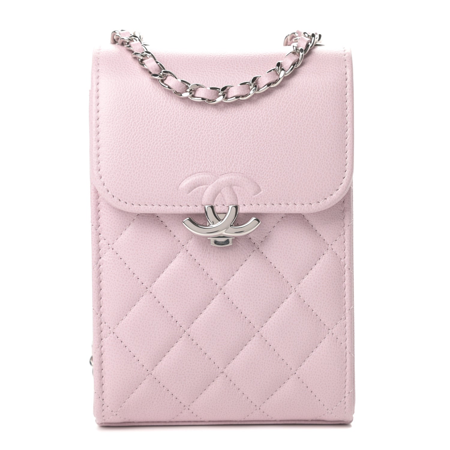 Chanel Grained Calfskin Quilted CC Box Clutch With Chain Rose 1 of 12