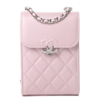 Chanel Grained Calfskin Quilted CC Box Clutch With Chain Rose 1 of 12