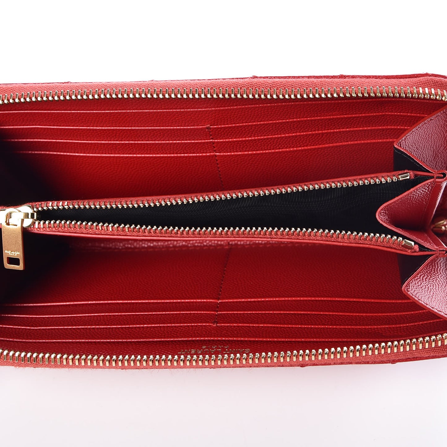 Grain De Poudre Matelasse Chevron Monogram Zip Around Wallet Red