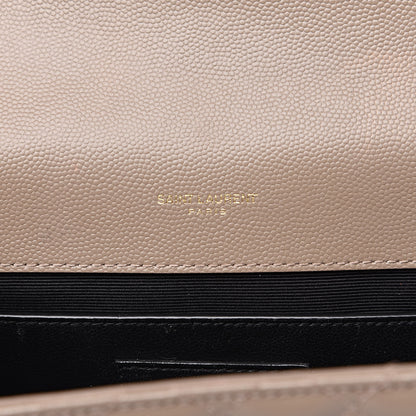 Saint Laurent Grain De Poudre Textured Mixed Matelasse Medium Triquilt Monogram Satchel Taupe 6 of 10