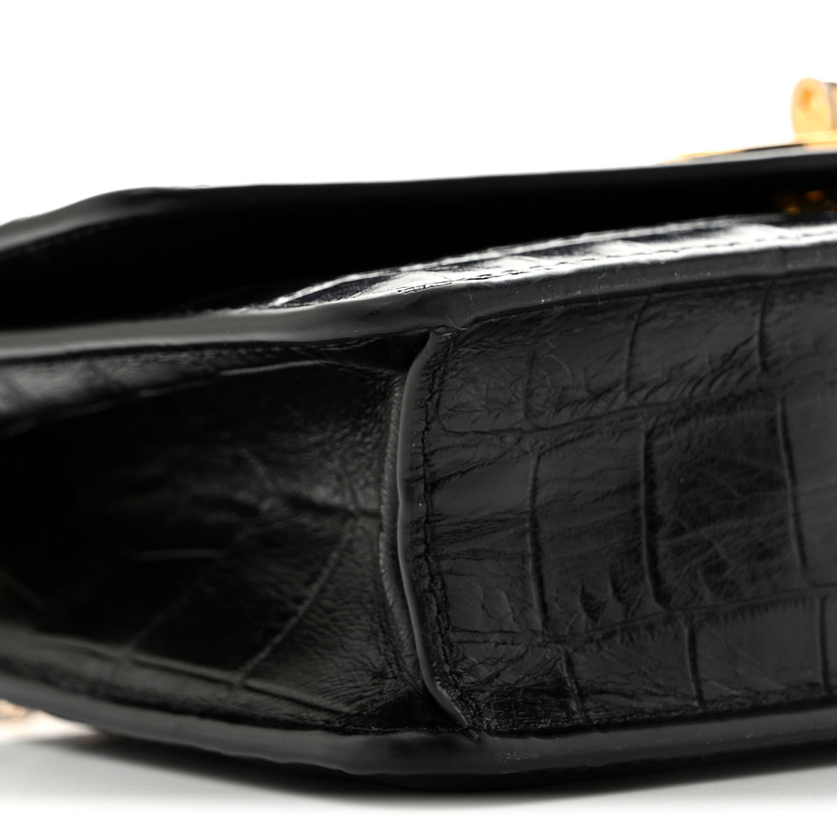 Crocodile Embossed Calfskin Small Darley Black