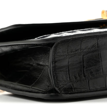 Mulberry Crocodile Embossed Calfskin Small Darley Black 8 of 13