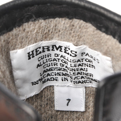 Hermes Matte Alligator Soya Kelly Lock Gloves 7 Black 3 of 4