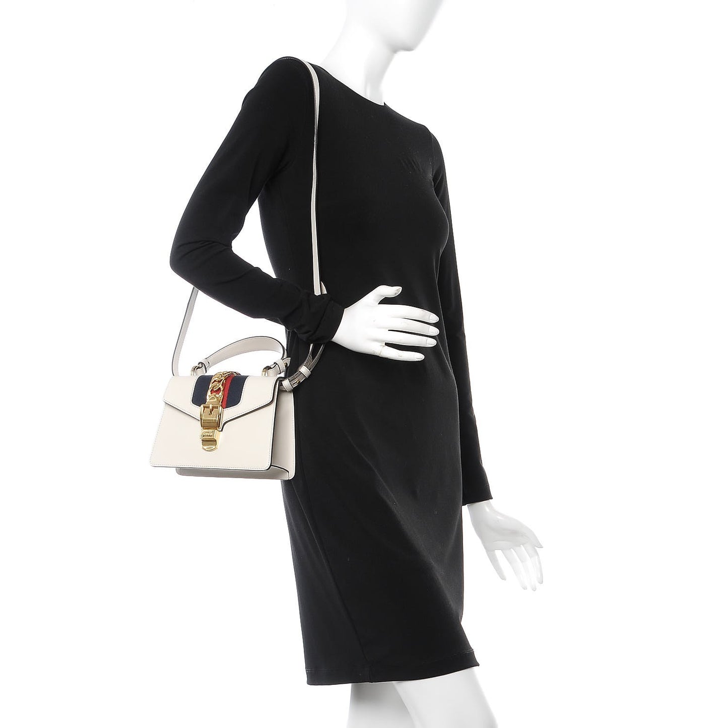 Calfskin Mini Sylvie Top Handle Bag White