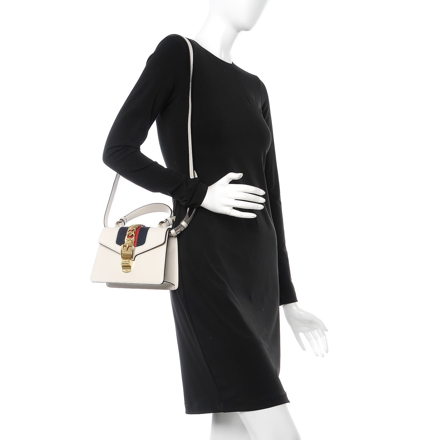 Gucci Calfskin Mini Sylvie Top Handle Bag White 2 of 9