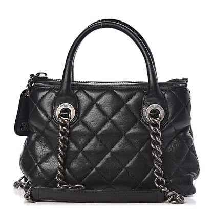 Chanel Shiny Sheepskin Quilted Small Shopping Tote Black 1 of 16