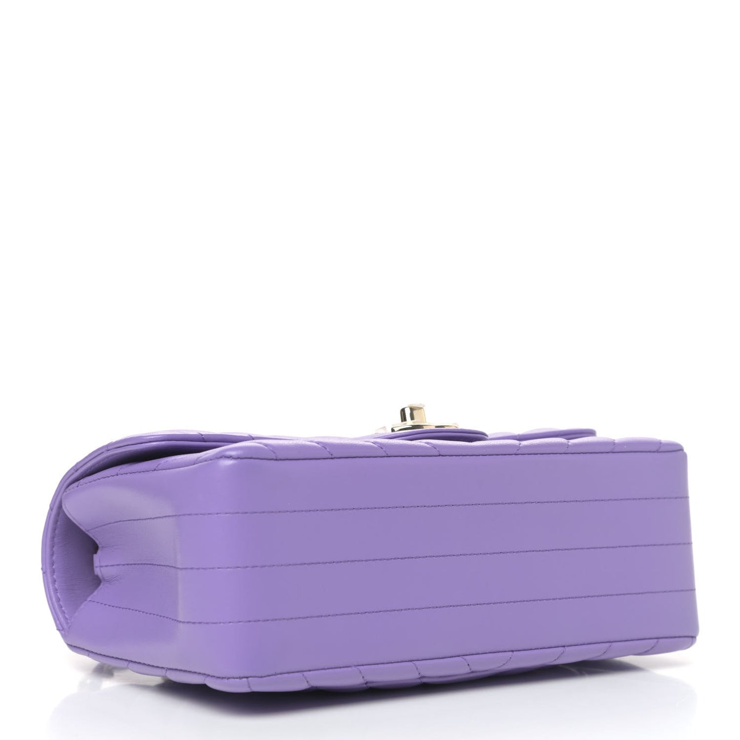 Lambskin Chevron Quilted Mini Rectangular Flap Purple
