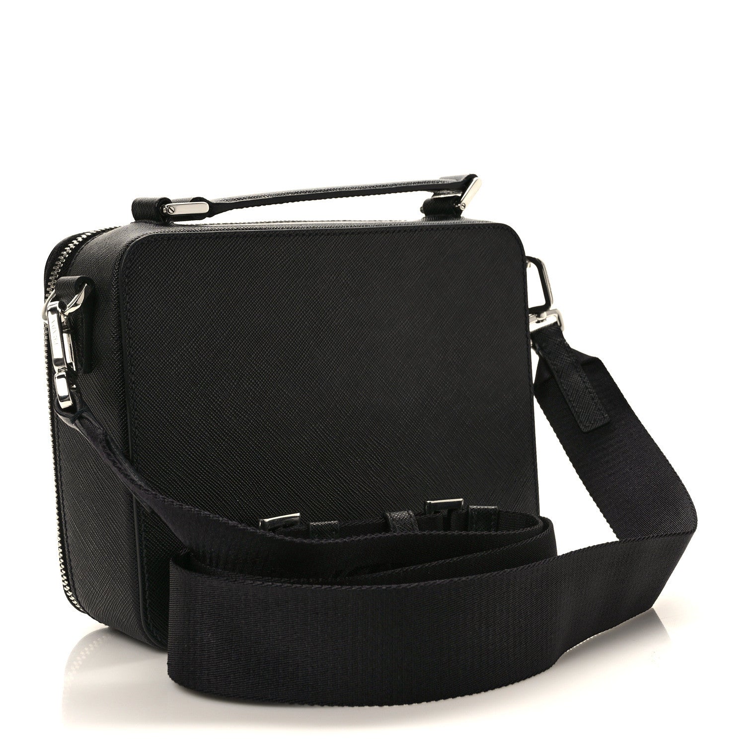 Prada Saffiano Travel Medium Brique Crossbody Bag Black 3 of 11