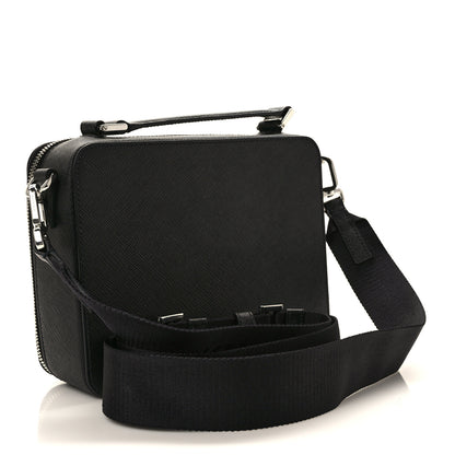 Prada Saffiano Travel Medium Brique Crossbody Bag Black 3 of 11