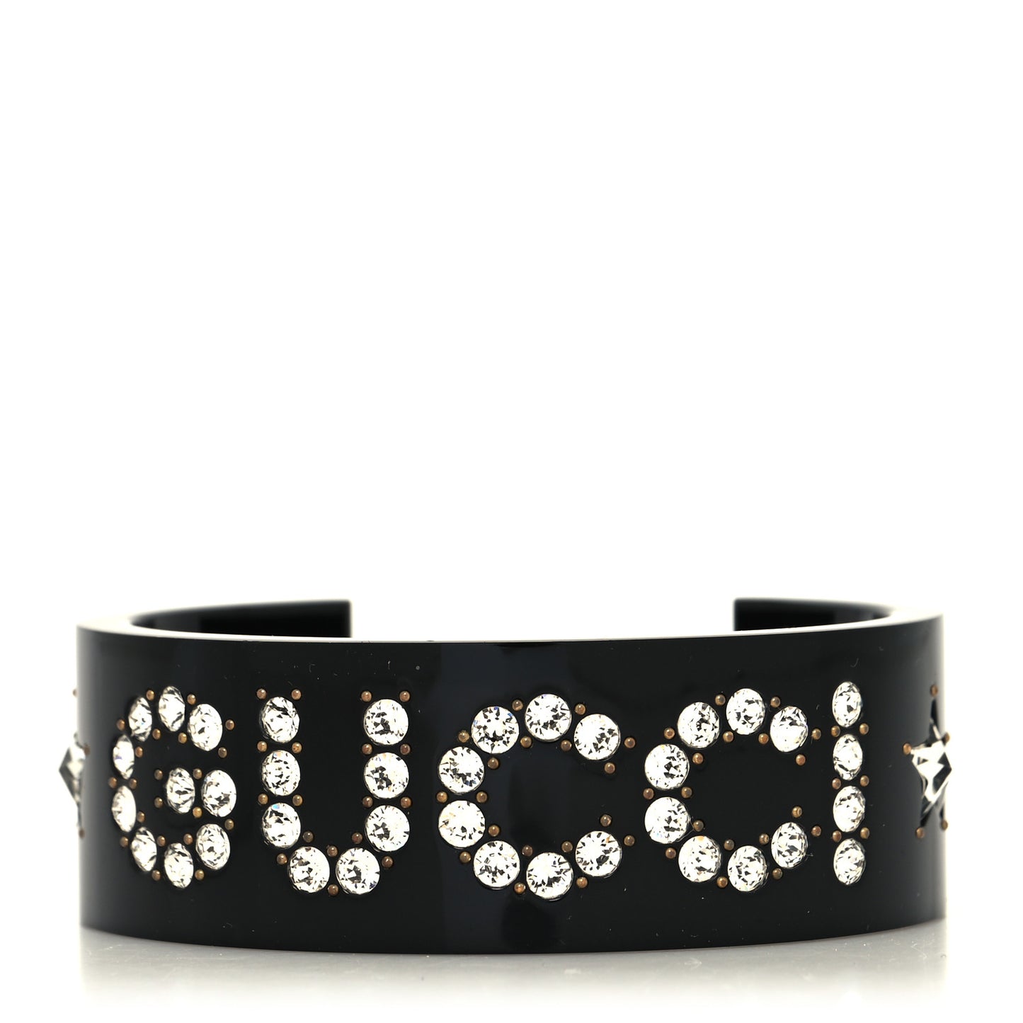 Resin Crystal Cuff Bracelet L Black