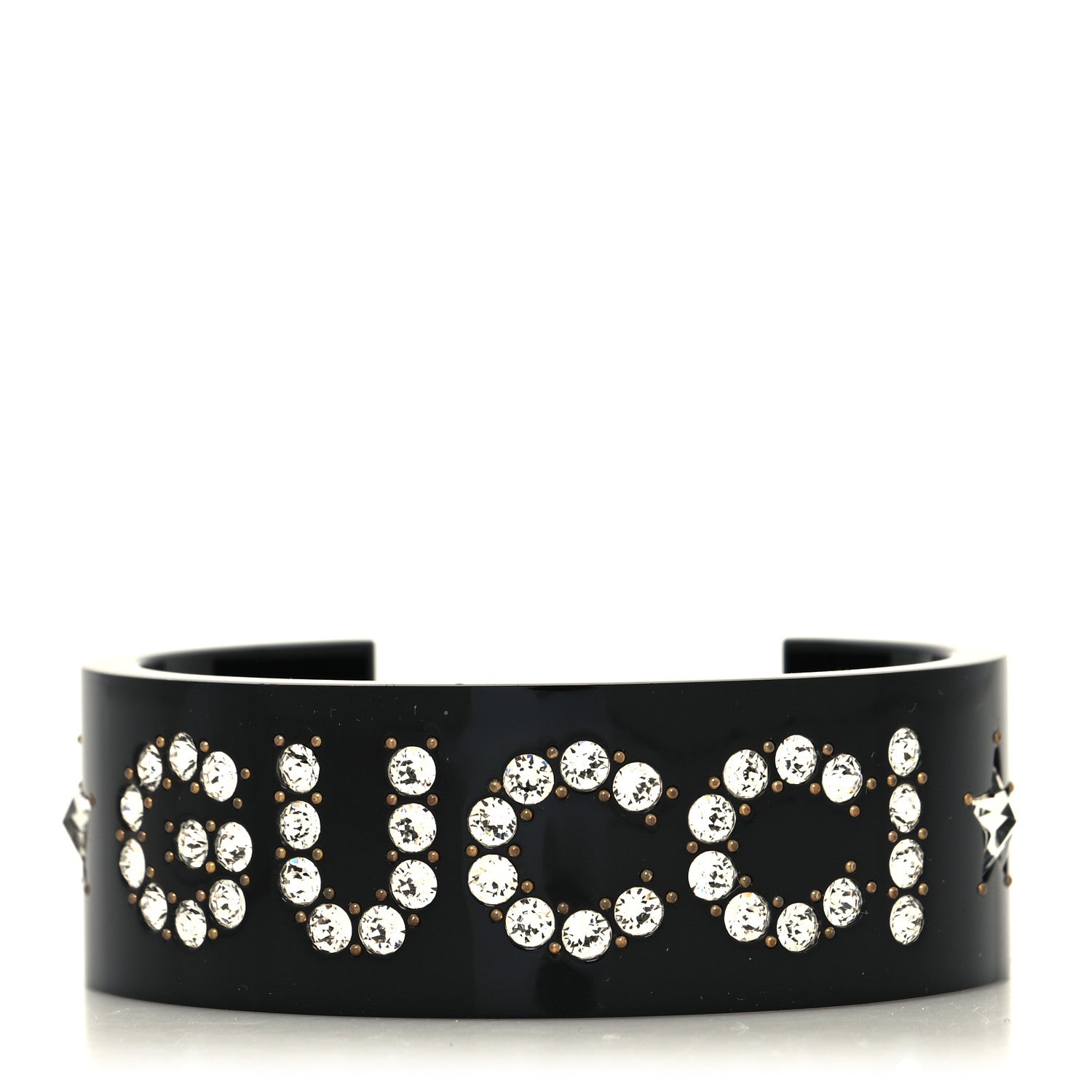 Gucci Resin Crystal Cuff Bracelet L Black 1 of 5