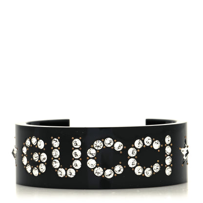 Gucci Resin Crystal Cuff Bracelet L Black 1 of 5