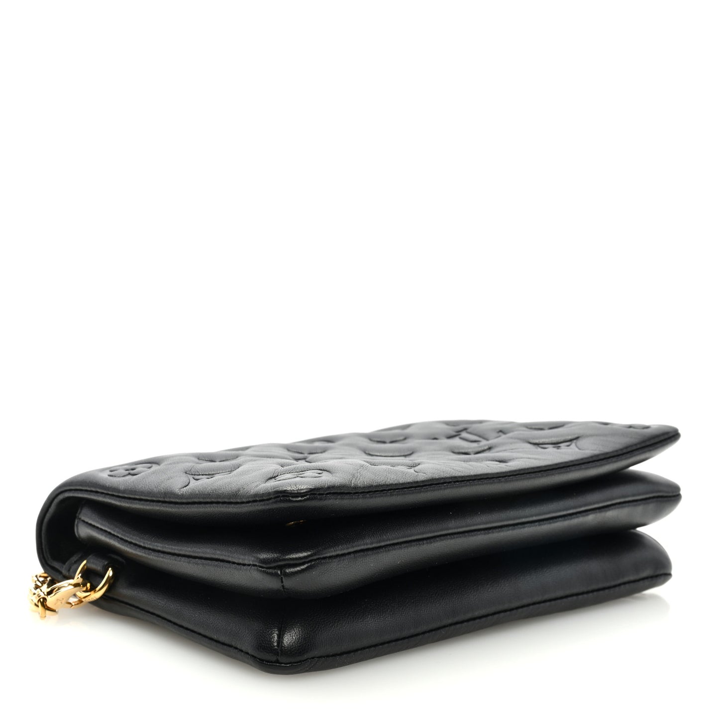 Lambskin Embossed Monogram Pochette Coussin Black