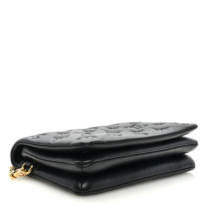Louis Vuitton Lambskin Embossed Monogram Pochette Coussin Black 4 of 9
