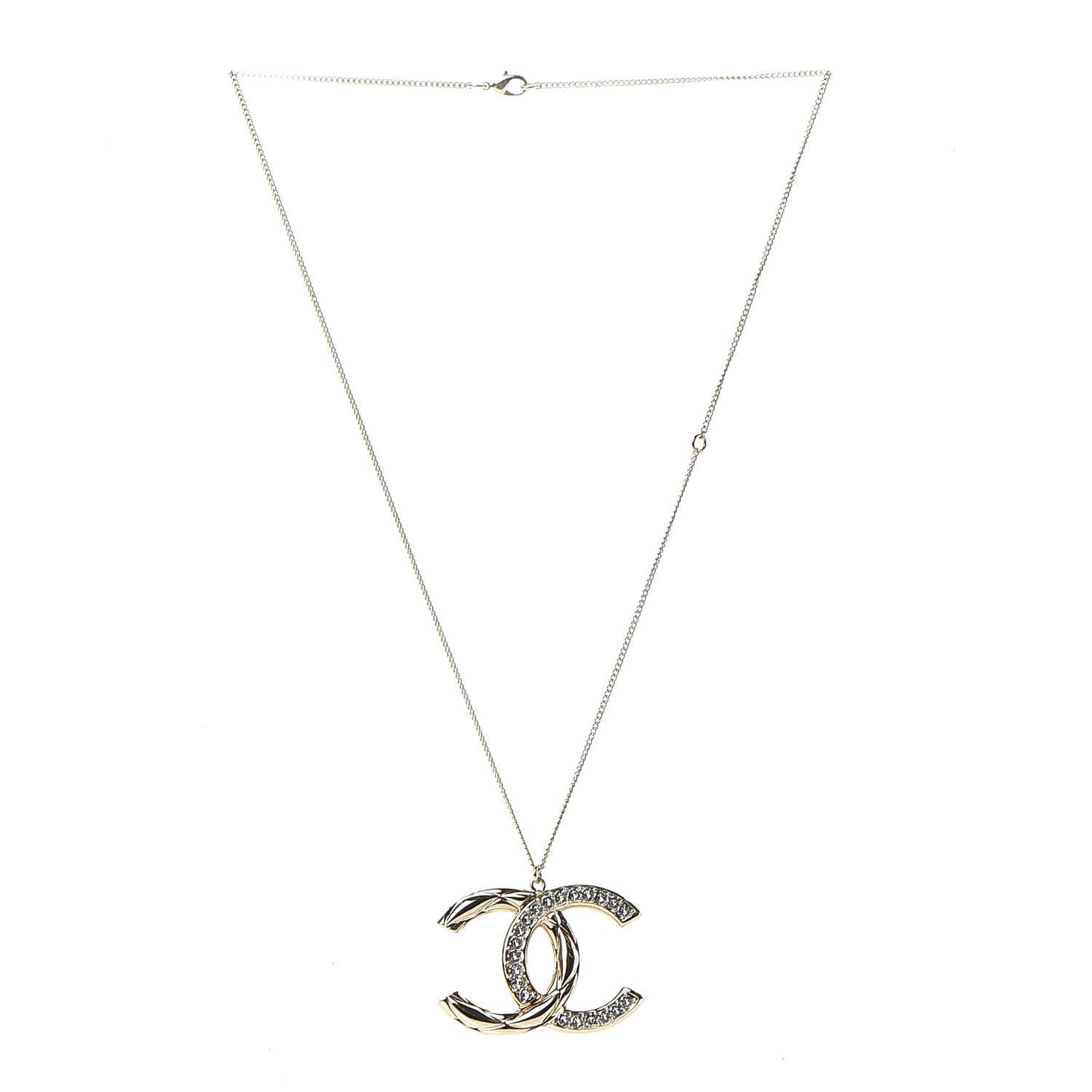 Metal Crystal 2.55 Bijoux CC Necklace Gold