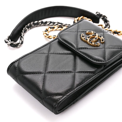 Chanel Lambskin Quilted Chanel 19 Phone Holder With Chain Black 11 of 15