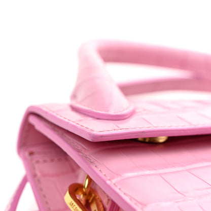 Jacquemus Nubuck Crocodile Embossed Le Chiquito Long Pink 11 of 11