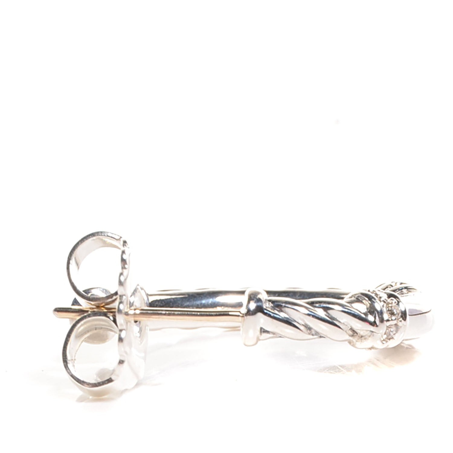 David Yurman Sterling Silver Pave Diamond Small Metro Hoop Earrings 3 of 7