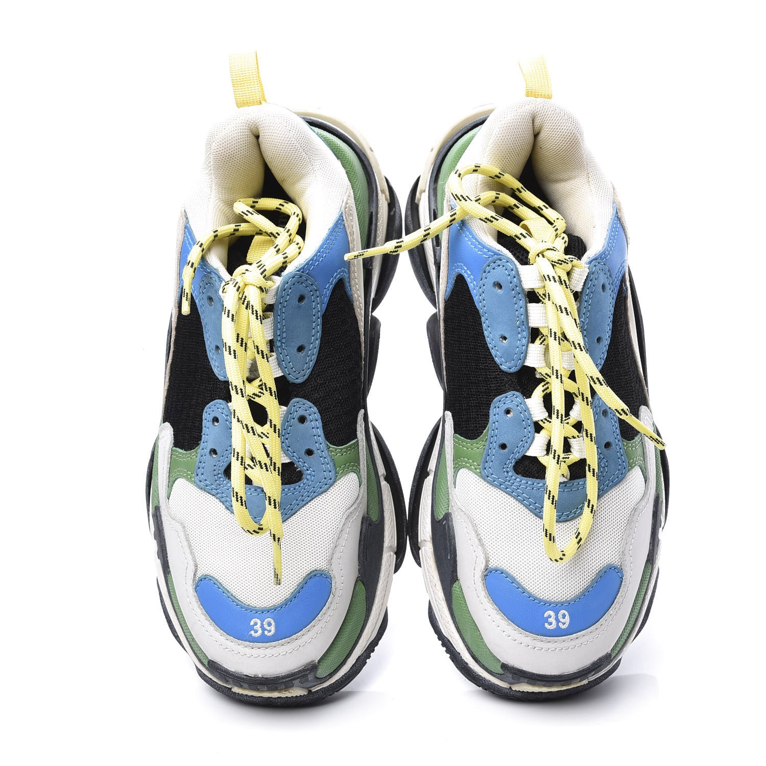 Balenciaga Fabric Mesh Nappa Mens Triple S Sneakers 39 Bleu White Vert Jaune 5 of 10