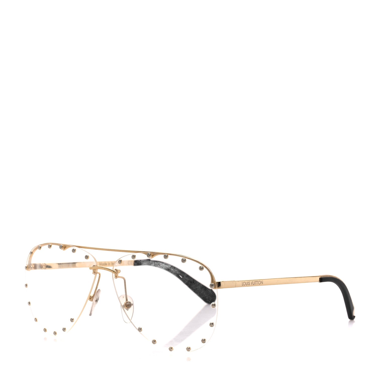 Louis Vuitton Metal The Party Aviator Anti Blue Light Sunglasses Z0997W Gold 1 of 9