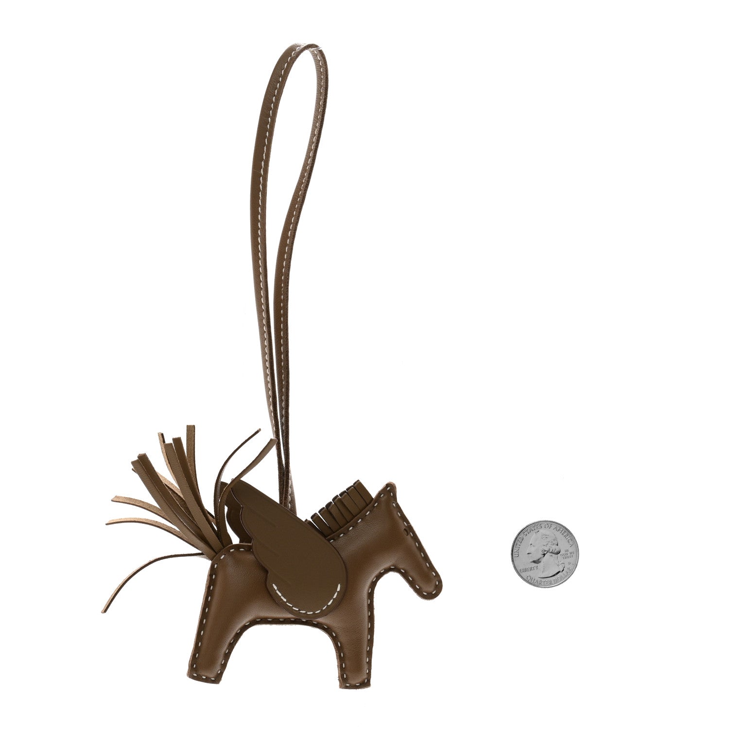 Hermes Milo Lambskin Grigri Rodeo Pegase Horse Bag Charm PM Etoupe 2 of 5