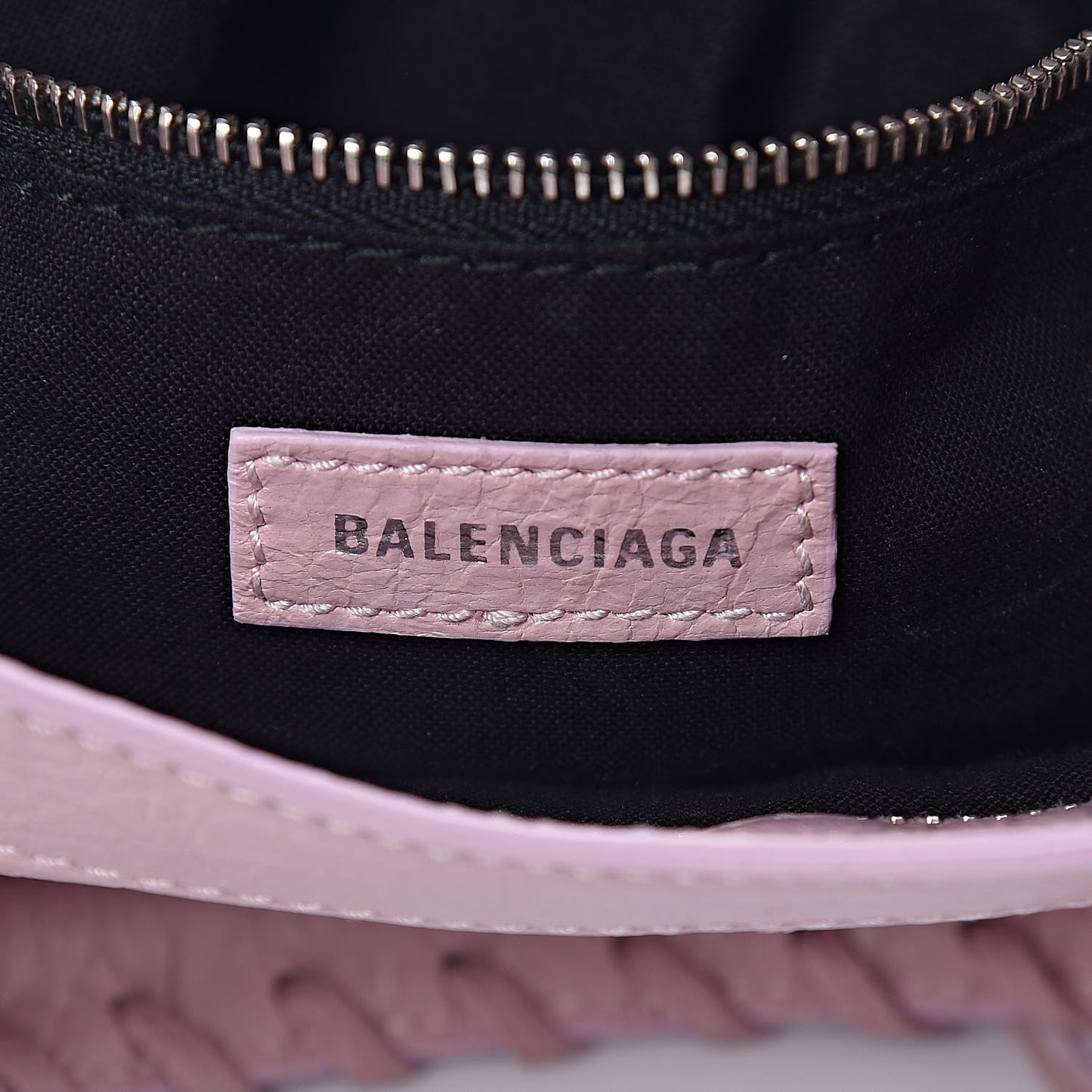 Agneau Classic Silver Hardware Mini City Logo Strap Pale Rose Black