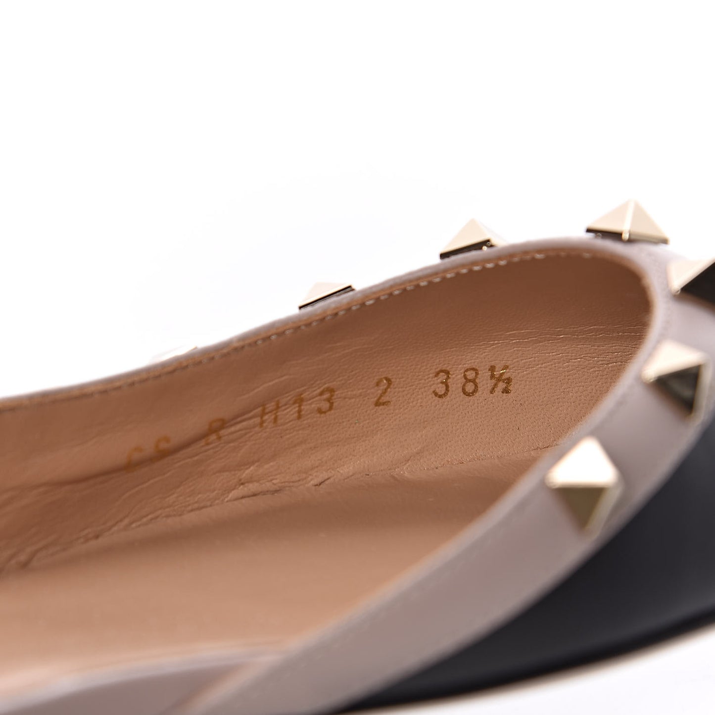 Nappa Rockstud Slingback Flats 38.5 Black Poudre