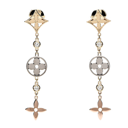 Louis Vuitton 18K Yellow White Pink Diamond Idylle Blossom Drop Earrings 1 of 6