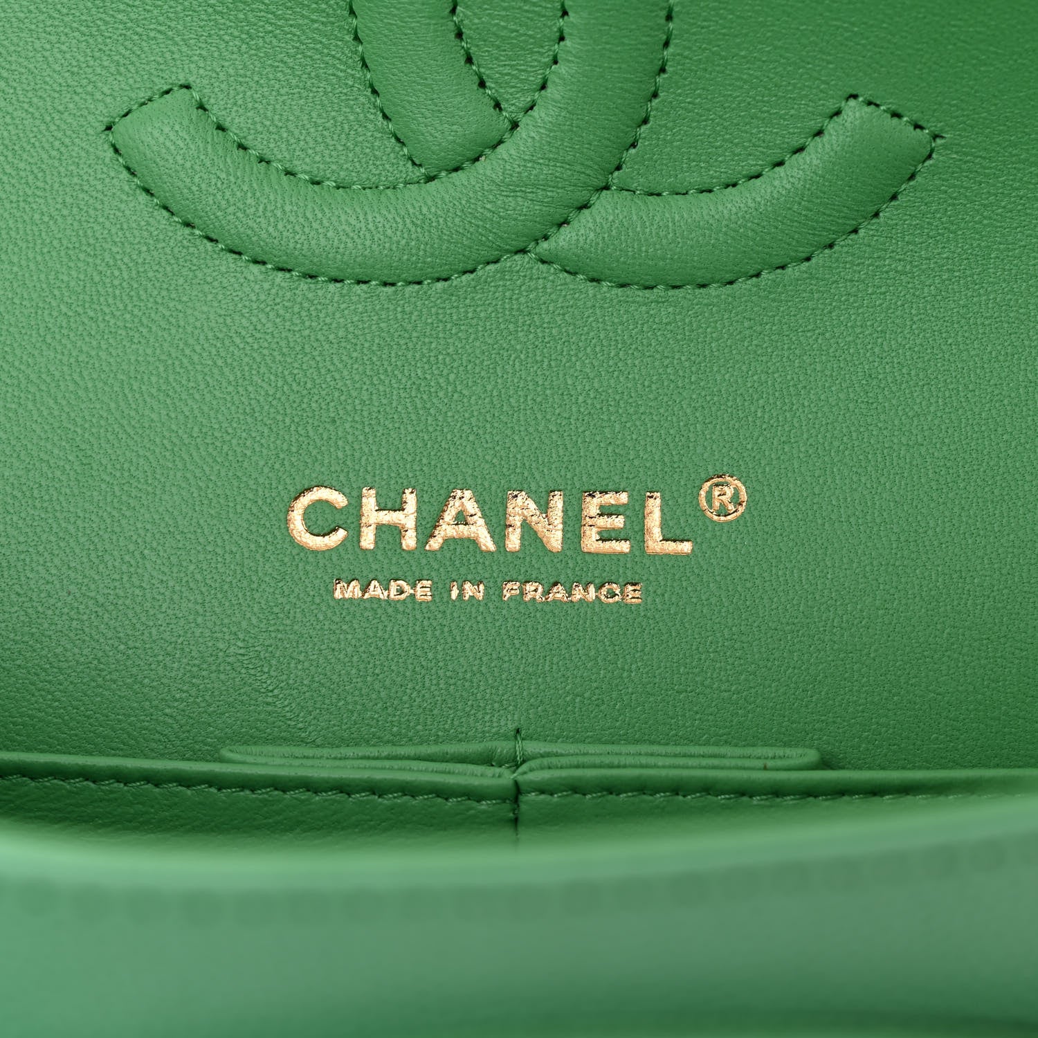Chanel Caviar Quilted Medium Double Flap Green 6 of 10