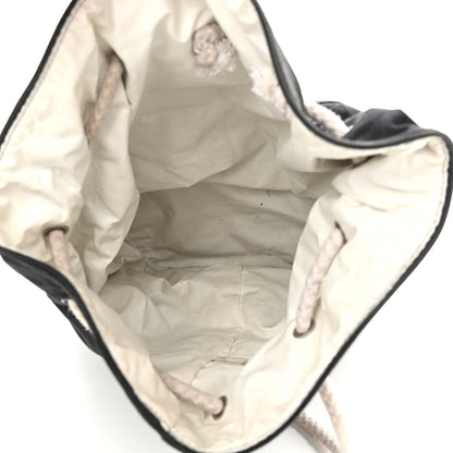 Chanel Canvas Drawstring Backpack Black White 5 of 12