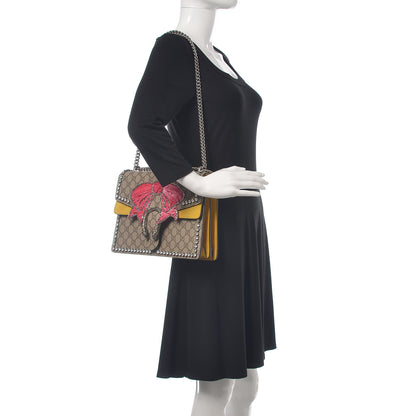 Gucci GG Supreme Monogram Crystal Bow Embroidered Medium Dionysus Shoulder Bag Yellow 2 of 9